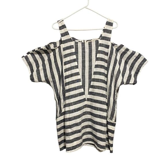 Soft Surroundings Women's Cold Shoulder Sunset Tunic Top Black & White Medium - Picture 3 of 11